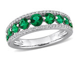1.00 Carat (ctw) Lab-Created Emerald Band Ring in 14K White Gold with Lab-Grown Diamonds