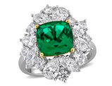 2.25 Carat (ctw) Lab-Created Emerald Ring 18K White Gold with 2.64 Carats (ctw VS1-VS2) Lab-Grown Diamonds