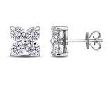 2.00 Carat (ctw VS1-VS2) Lab-Grown Diamond Floral Earrings 14K White Gold