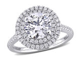 2.54 Carat (ctw VS1-VS2) Lab-Grown Diamond Double Halo Engagement Ring 14K White Gold