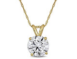 3.00 Carat (ctw VVS2) Lab-Grown Diamond Round Solitaire Pendant Necklace in 14K Yellow Gold with Chain