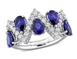 3.50 (ctw) Lab-Created Blue Sapphire with Lab-Grown Diamonds Ring Band in Sterling Silver