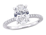 2.16 Carat (ctw VS1-VS2) Lab-Grown Oval-Cut Diamond Solitaire Engagement Ring 14K White Gold