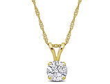 1.00 Carat (ctw VVS2) Lab-Grown Diamond Round Solitaire Pendant Necklace 14K Yellow Gold with Chain