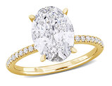 3.16 Carat (ctw VS1-VS2) Lab-Grown Oval-Cut Diamond Solitaire Engagement Ring 14K Yellow Gold