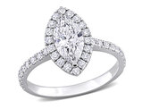 1.00 Carat (ctw VS1-VS2) Lab-Grown Marquise Diamond Halo Engagement Ring 14K White Gold