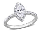 1.50 Carat (ctw VS1-VS2) Lab-Grown Marquise Diamond Halo Engagement Ring 14K White Gold