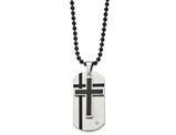 Mens Stainless Steel Cross Dogtag Pendant Necklace with Chain (24 Inches)