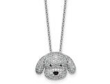 Sterling Silver Dog Pendant Necklace with Cubic Zirconias and Chain