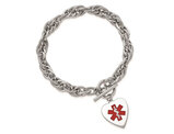 Sterling Silver Medical Heart Bracelet in Sterling Silver 7..75 Inches