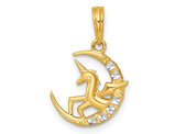 14K Yellow Gold Polished Unicorn in Moon Charm Pendant (NO CHAIN)