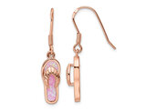 Lab-Created Synthetic Pink Opal Flip Flop Charm Earrings in Pink Sterling Silver