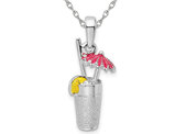 Sterling Silver Cocktail Drink Charm Pendant Necklace with Chain