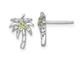 1/8 Carat (ctw) Peridot and White Topaz Palm Tree Charm Earrings in Sterling Silver