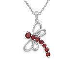 1.10 Carat (ctw) Garnet Dragonfly Pendant Necklace in Sterling Silver with Chain