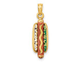 14K Yellow Gold Enamel Hot Dog Charm Pendant (NO CHAIN)