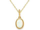 2/5 carat (ctw) Lab-Created Opal Solitaire Pendant Necklace in 14K Yellow Gold with Chain