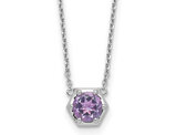 2/3 Carat (ctw) Amethyst Solitaire Pendant Necklace Sterling Silver with chain