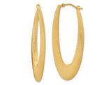 Gold Plated Brushed Sterling Silver Oval Hoop Earrings (2 Inches)