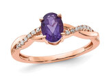 3/4 Carat (ctw) Oval Amethyst Infinity Ring in Rose Pink Plated Sterling Silver