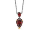 1.55 Carat (ctw) Garnet Drop Pendant Necklace in Sterling Silver with Chain