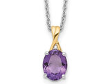 1.72 Carat (ctw) Oval-Cut Amethyst Pendant Necklace in Sterling Silver with Chain