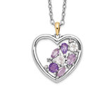 1.80 Carat (ctw) Amethyst and White Topaz Heart Pendant Necklace in Sterling Silver with Chain