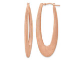 Rose Gold Plated Brushed Sterling Silver Oval Hoop Earrings (2 Inches)