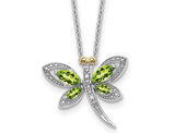 1/2 Carat (ctw) Peridot Dragonfly Pendant Necklace in Sterling Silver with Chain
