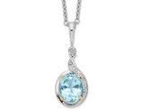 3.15 Carat (ctw) Blue Topaz Oval Pendant Necklace in Sterling Silver with Chain