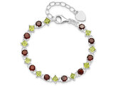 2.75 Carat (ctw) Green Peridot and Red Garnet Heart Bracelet in Sterling Silver