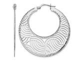 Sterling Silver Polished Cut Out Hoop Earrings (1 1/2 inch)