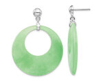 Sterling Silver Green Jade Circle Dangle Post Earrings 