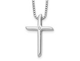 Sterling Silver Cross Pendant Necklace with Chain and Diamond Accent
