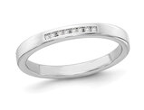 Sterling Silver Wedding Band Ring with Accent Diamonds