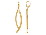 14K White Gold Curved Dangle Leverback Earrings