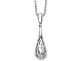 Sterling Silver Drop Filigree Pendant Necklace with Chain and Diamond Accent