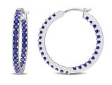 2.80 Carat (ctw) Lab-Created Blue Sapphire Hoop Earrings in Sterling Silver