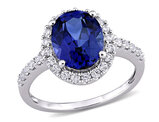 4.76 Carat (ctw) Lab-Created Blue and White Sapphire Halo Ring in 10K White Gold