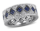 1.40 Carat (ctw) Lab-Created Blue and White Sapphire ZigZag Ring in Sterling Silver