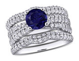 4.21 Carat (ctw) Lab-Created Blue and White Sapphire Ring Set in Sterling Silver