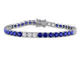 13.44 Carat (ctw) Lab-Created Blue and White Sapphire Bracelet Sterling Silver  (7.5 Inches)