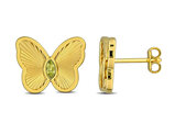 1/6 Carat (ctw) Peridot Buttrerfly Charm Earrings in Yellow Sterling Silver