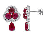 4.80 Carat (ctw) Lab-Created Ruby Earrings 14K White Gold with Lab-Created Diamonds 1.08 Carats (ctw)