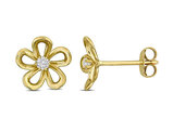 1/8 Carat (ctw VS1-VS2) Lab-Grown Diamond Flower Earrings in 14K Yellow Gold