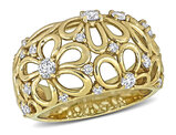 3/4 Carat (ctw) Lab-Grown Diamond Flower Band Ring 14K Yellow Gold