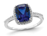 2.30 Carat (ctw) Lab-Created Blue Sapphire Ring Sterling Silver with Cubic Zirconias