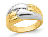 14K Yellow and White Gold Polished ZigZag Dome Ring