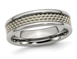 Men's Titanium Grey Carbon Fiber Inlay Wedding Band Ring (6.00mm)