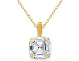 10K Yellow Gold Square Cubic Zirconia Solitaire Pendant Necklace with Chain (8.00mm)